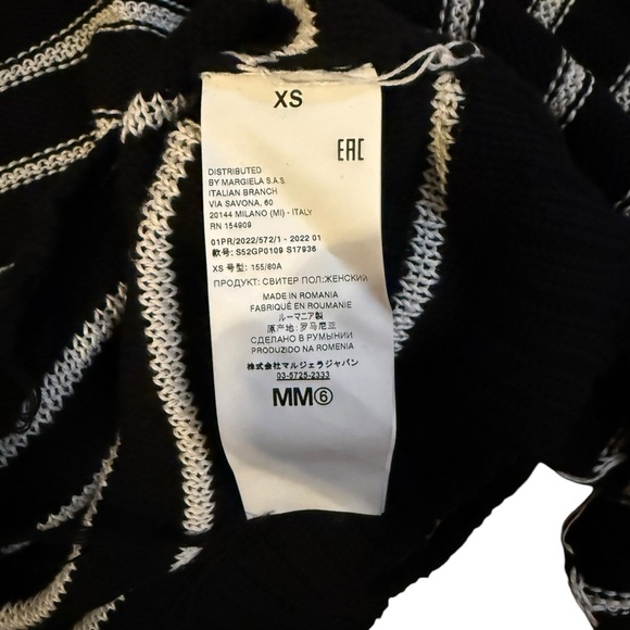 MM6 Maison Margiela Distressed Sweater 'Black/White' Size XS - Picture 5 of 6